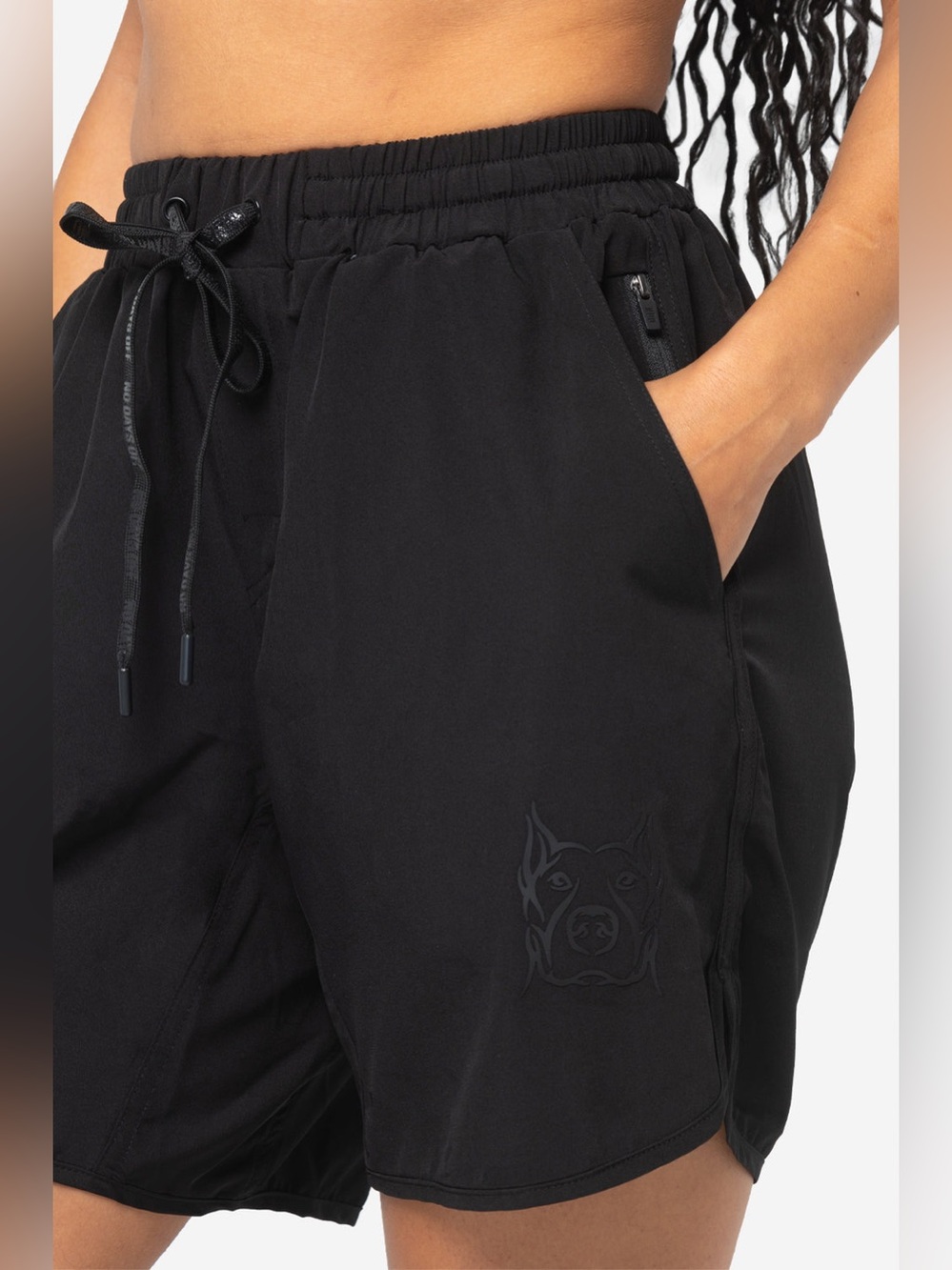 Women's Black Elastic Waist Jogger Shorts